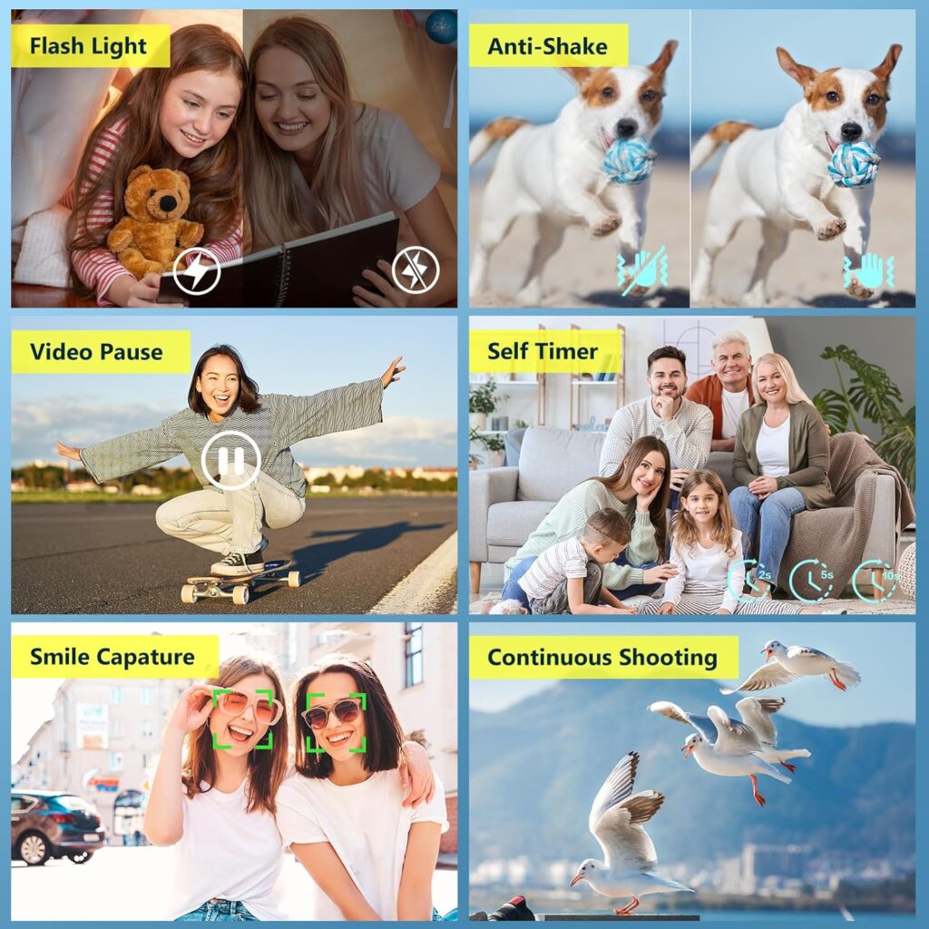 4K Digital Camera for Photography Autofocus, 48MP Vlogging Camera with SD Card Anti-Shake, 3 180° Flip Screen Compact Video Camera for Travel, 16X Zoom Digital Camera for Teens with Flash