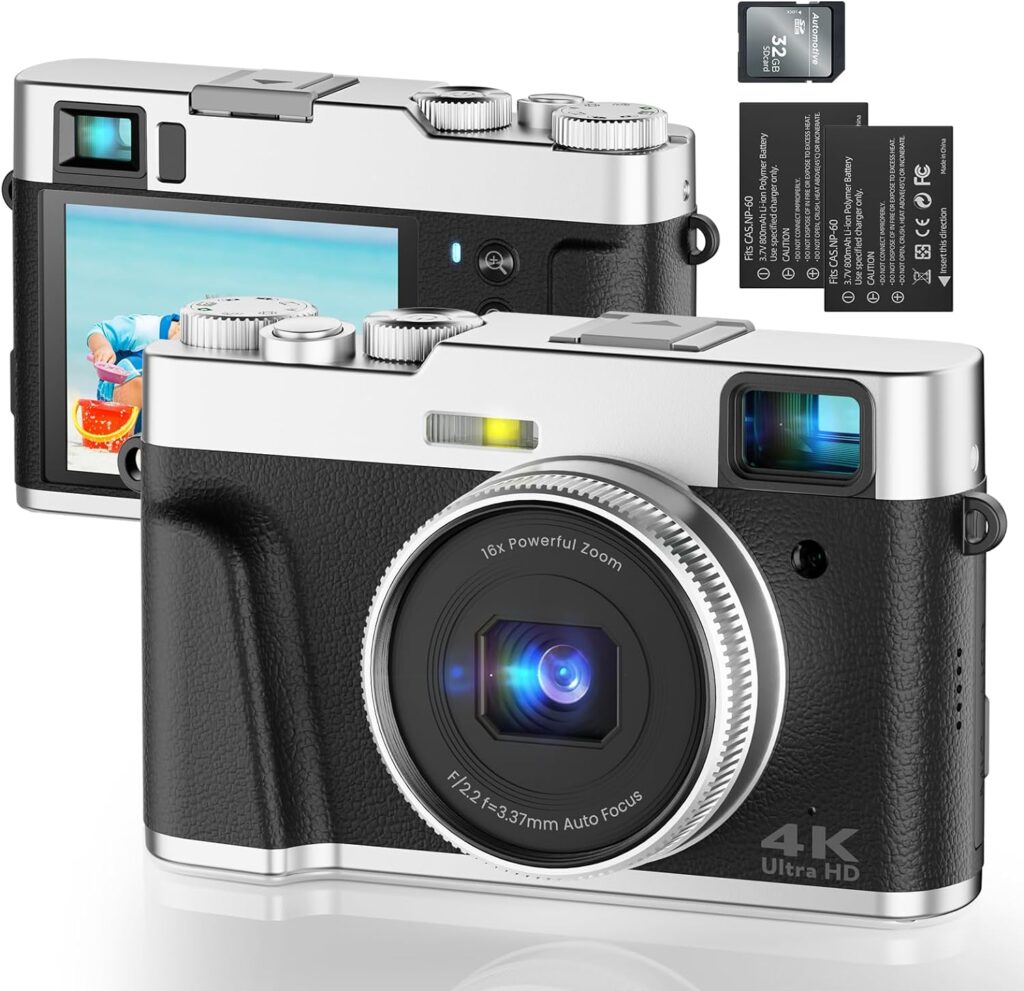 Amazon.com : 4K Digital Camera for Photography Autofocus, 48MP YouTube Vlogging Camera with 2.8 Screen, 16X Digital Zoom Video Camera Anti-Shake with 32GB SD Card, Compact Point and Shoot Travel Cameras for Gifts : Electronics