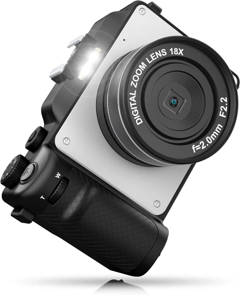 Digital Camera, 4K Vlog Camera, Dual Cam Front and Rear, Autofocus  Anti-Shake, 7 Color Filters, Face Detect, 3 IPS Screen, 140°Wide Angle, 18X Zoom, 64G TF Card  Hand Strap AA-12