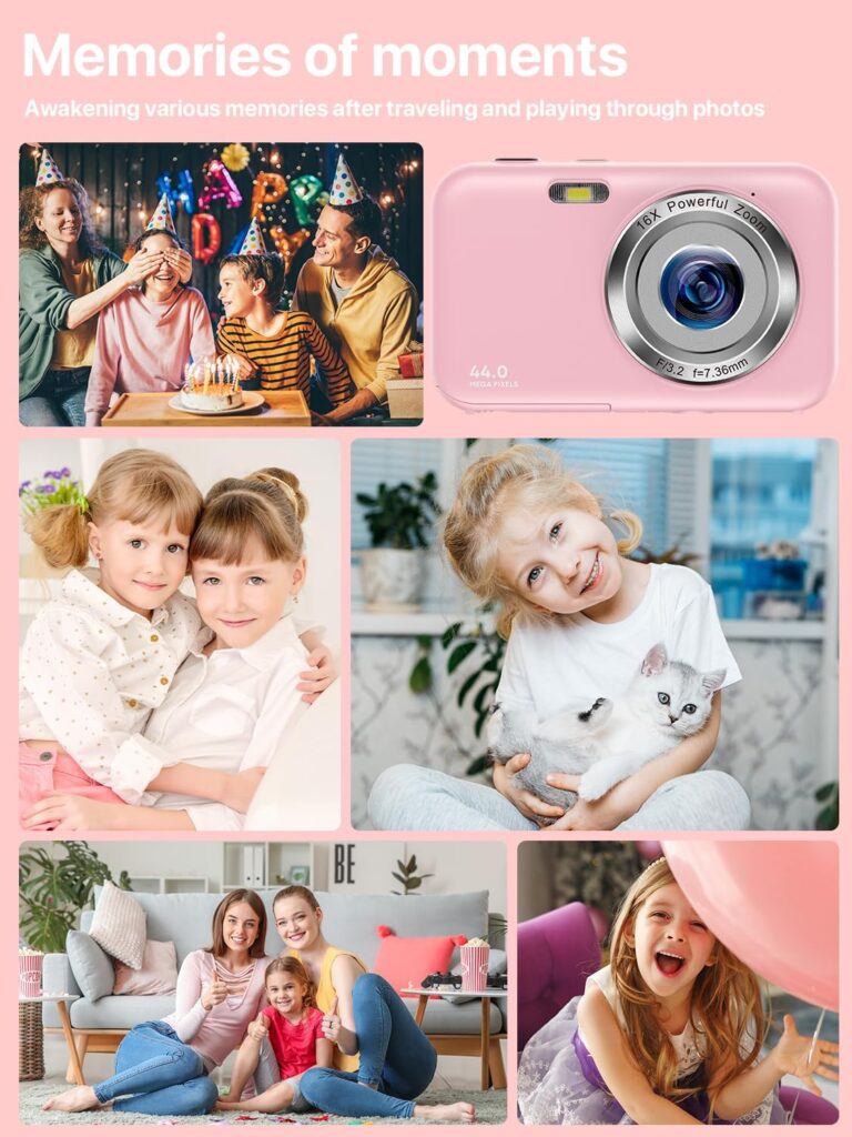 Digital Camera, FHD 1080P Kids Camera with 32GB SD Card 16X Digital Zoom Portable Small Camera, Compact Point and Shoot Camera Mini Digital Camera for Teens Kids Boys Girls Students Seniors - Black