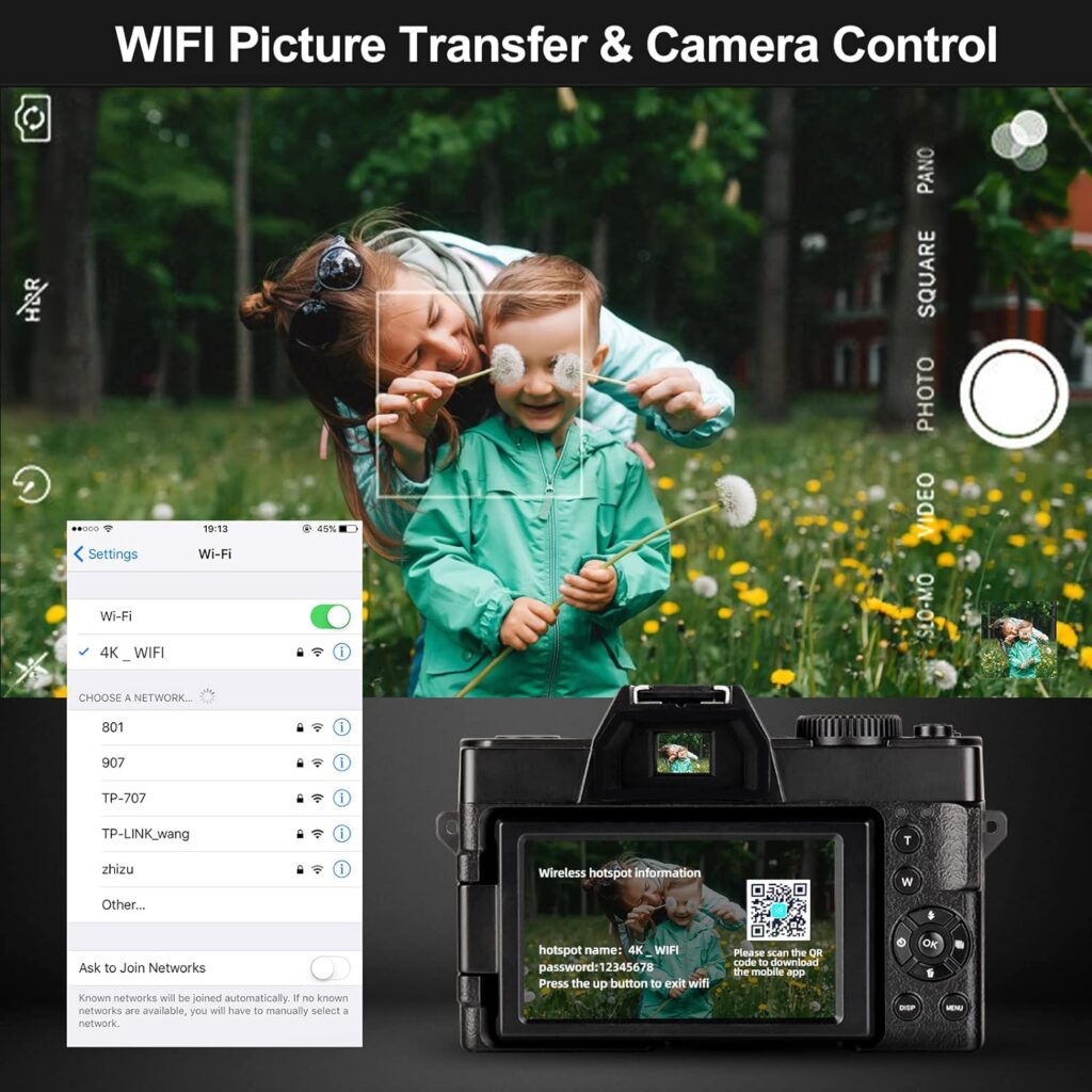 G-Anica 4K Digital Cameras for Photography，48MP/60FPS Video Camera for Vlogging, WiFi  App Control Vlogging Camera for YouTube, Small Camera with 32GB TF Card.Wide-Angle  Macro Lens