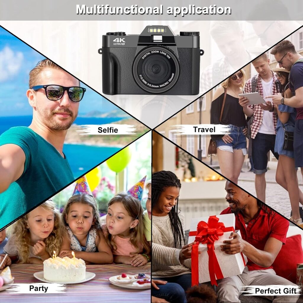 ISHARE 4K Digital Camera for Photography, 48MP FHD Video Camera with WiFi, 3 Inch Flip Screen, 16X Digital Zoom, Vlogging Camera for YouTube (32G Micro Card)