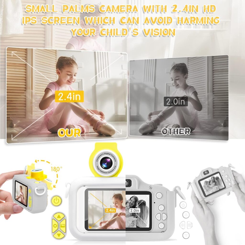 Kid Camera,ARNSSIEN Camera for Kid,2.4in IPS Screen Digital Camera,180°Flip Len Student Camera,Children Selfie Camera with Playback Game,Christmas/Birthday Gift for 4 5 6 7 8 9 10 11 Year Old Girl Boy