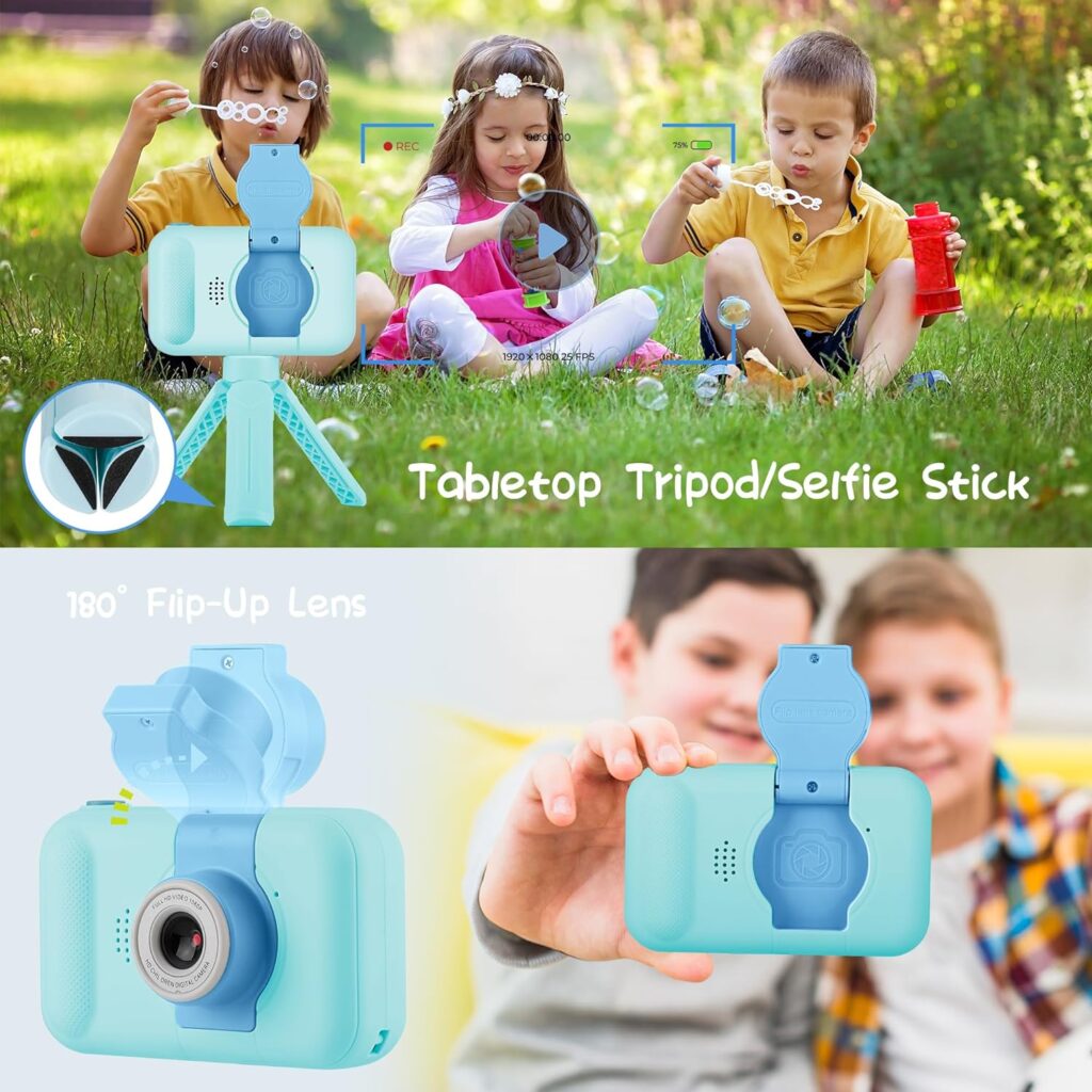 Kid Camera,ARNSSIEN Camera for Kid,2.4in IPS Screen Digital Camera,180°Flip Len Student Camera,Children Selfie Camera with Playback Game,Christmas/Birthday Gift for 4 5 6 7 8 9 10 11 Year Old Girl Boy