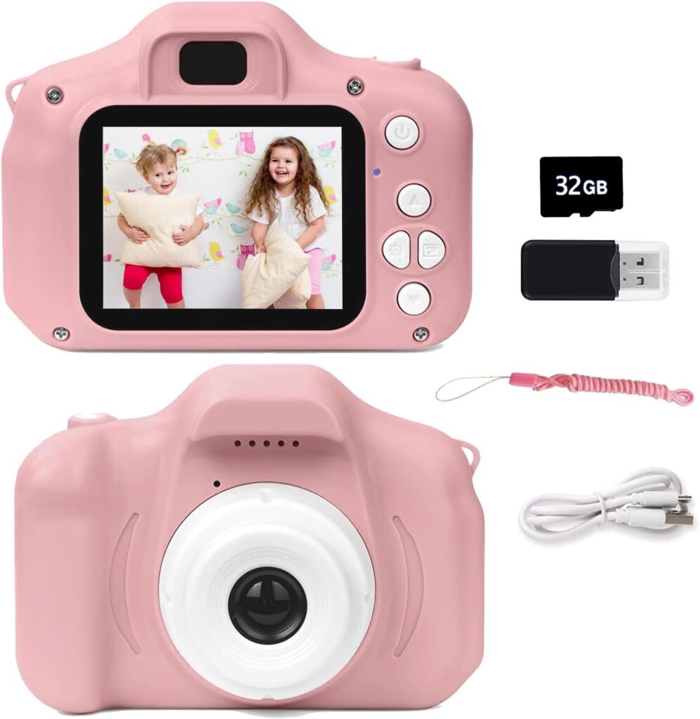 Kids Camera,Toddler Camera for Kids 3-8 Years Old, Toy Gifts for Boys and Girls,Portable Birthday Gifts for 3 4 5 6 7 8 Year Old, Rechargeable 1080P Digital Video Cameras with 32GB SD Card