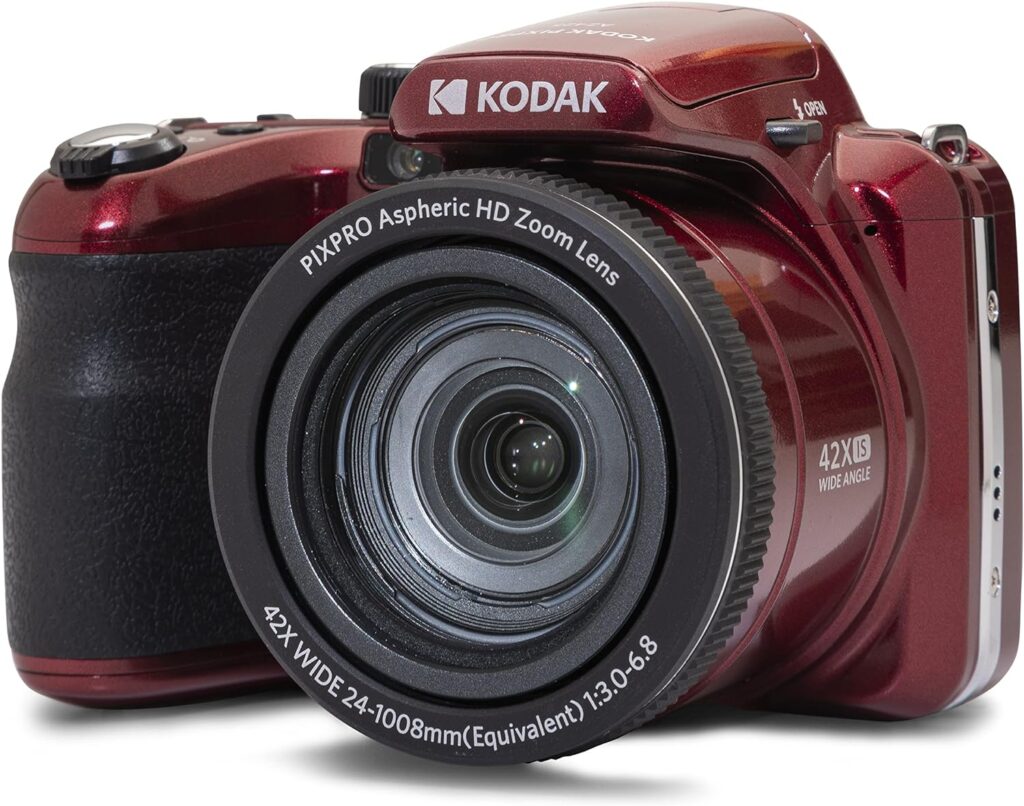 KODAK PIXPRO AZ425-RD 20MP Digital Camera 42X Optical Zoom 24mm Wide Angle 1080P Full HD Video Optical Image Stabilization Li-Ion Battery 3 LCD Vlogging Camera (Red)