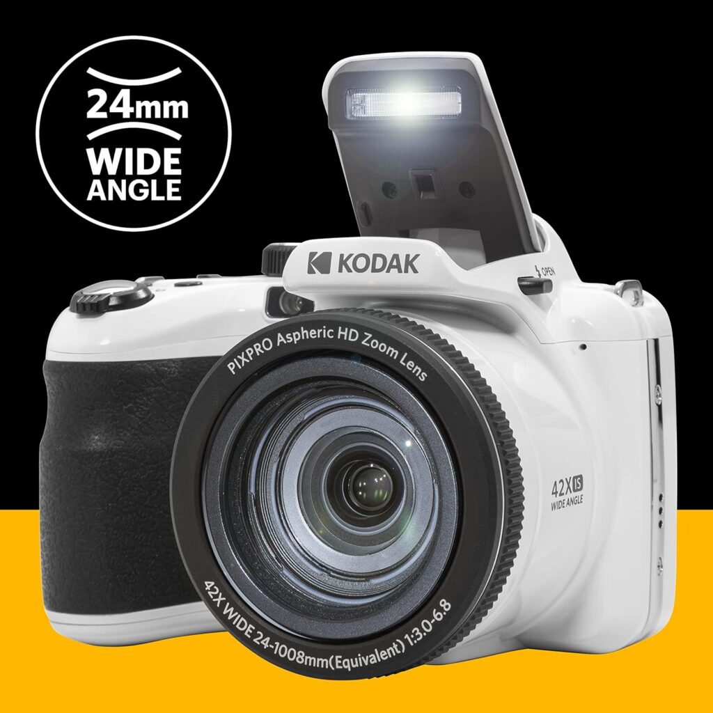 KODAK PIXPRO AZ425-RD 20MP Digital Camera 42X Optical Zoom 24mm Wide Angle 1080P Full HD Video Optical Image Stabilization Li-Ion Battery 3 LCD Vlogging Camera (Red)