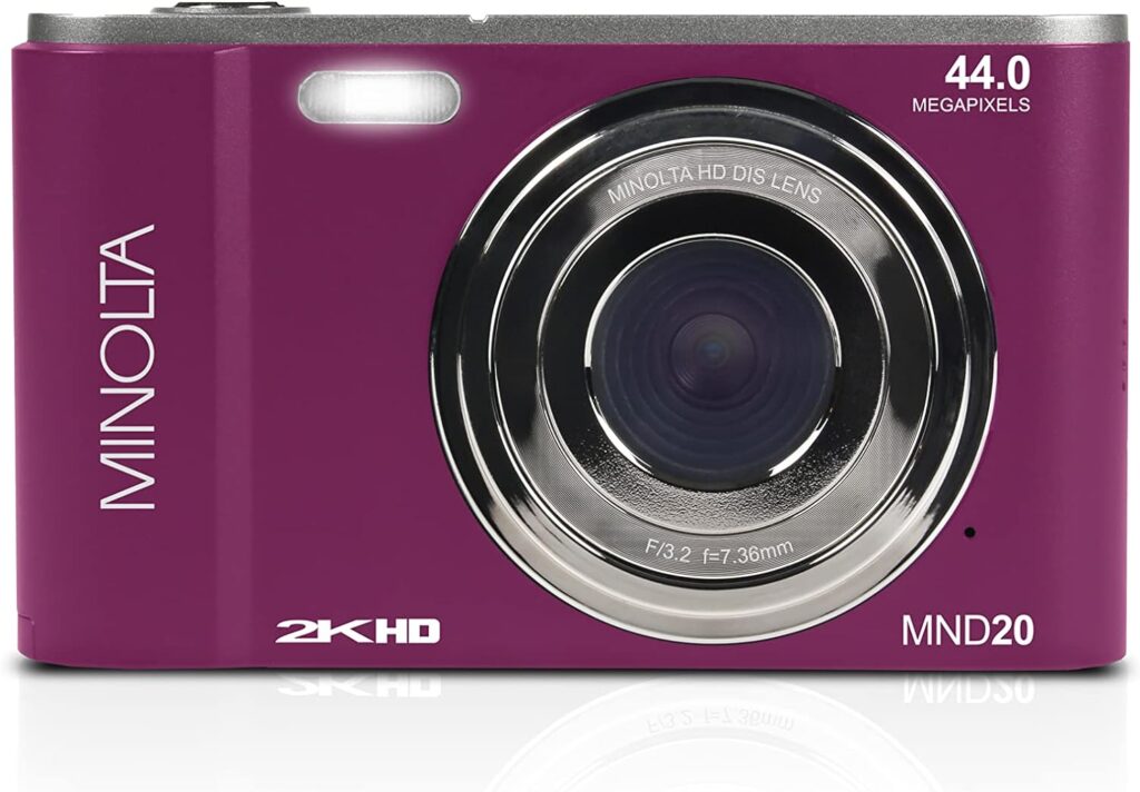 Minolta MND20 44 MP / 2.7K Ultra HD Digital Camera (Magenta)