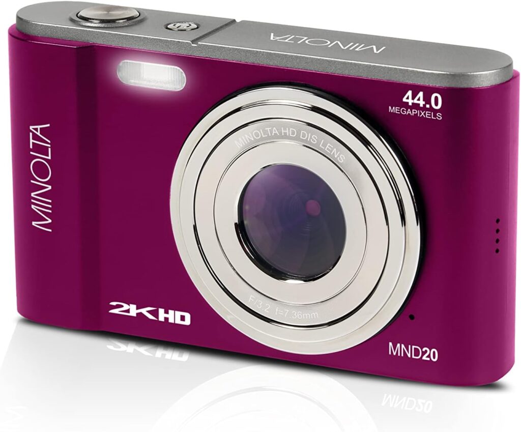 Minolta MND20 44 MP / 2.7K Ultra HD Digital Camera (Magenta)
