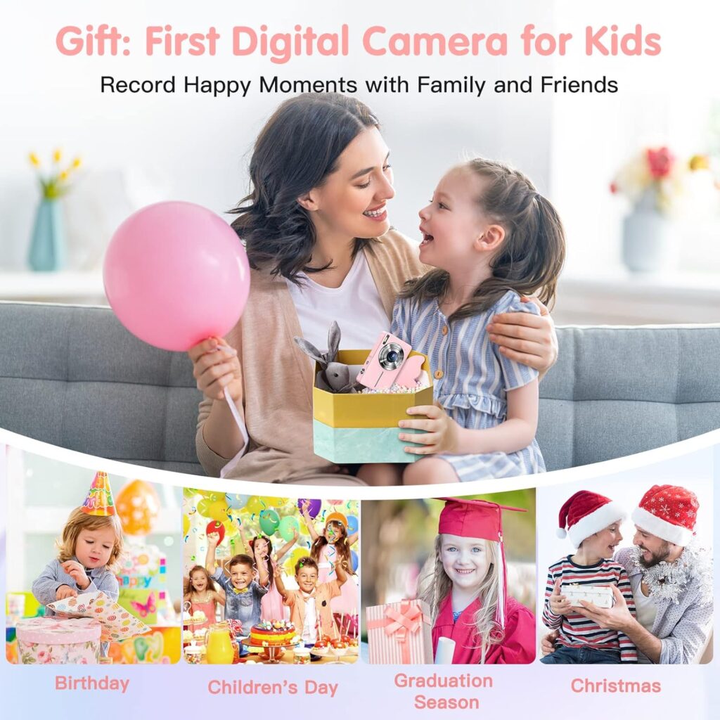 Newest Digital Camera, 1080P Digital Camera for Kids with 32GB Card Anti-Shake, Portable Point and Shoot Camera Fill Flash 16X Zoom, Small Camera