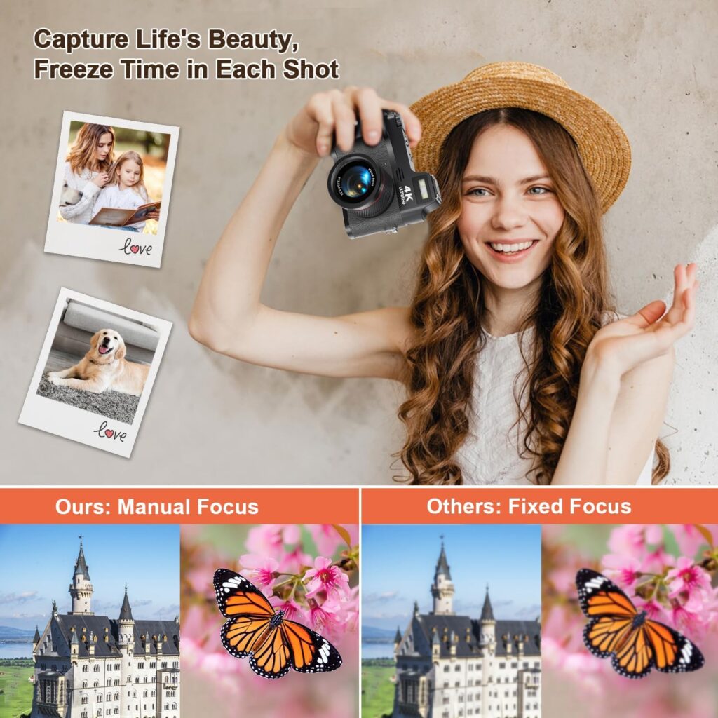 4K Digital Camera for Photography, 48MP Vlogging Camera for YouTube with 32GB SD Card, 3 LCD Screen, Anti-Shake,18X Digital Zoom,Compact Point and Shoot Digital Cameras for Travel