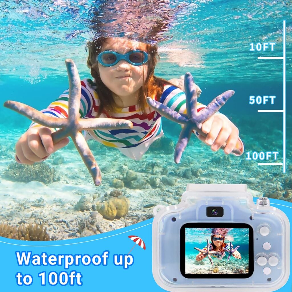 YTETCN Kids Waterproof Camera - Kids Underwater Digital Camera with 32 GB SD Card, 1080P HD Video Camera for Kids Age 3-8, Birthday  Christmas Gifts for 3 4 5 6 7 8 Years Old (Dark Blue)