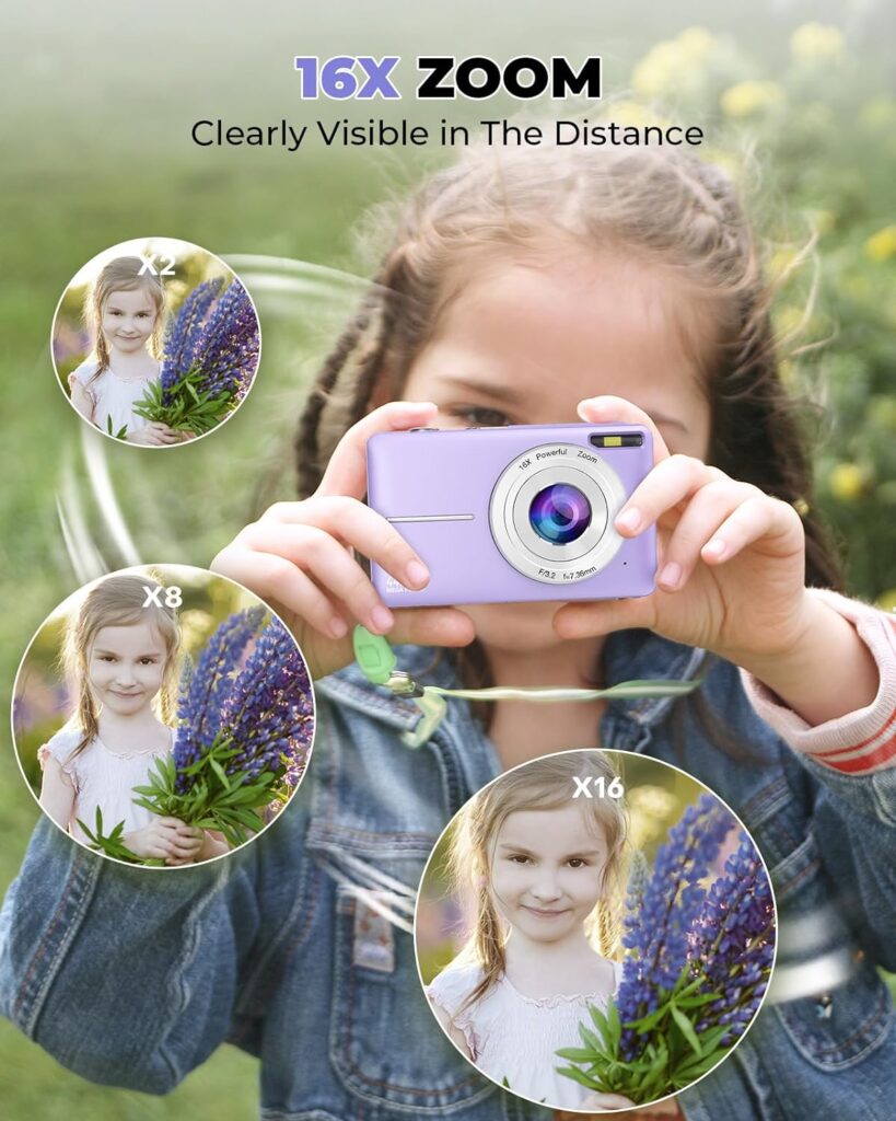 Digital Camera 2024 Newest FHD 1080P 44MP Cameras for Photography, Point and Shoot Digital Camera for Kids with 32GB Card, 16X Zoom, Anti-Shake, Compact Small Travel Camera for Girls Boys Teens Kids