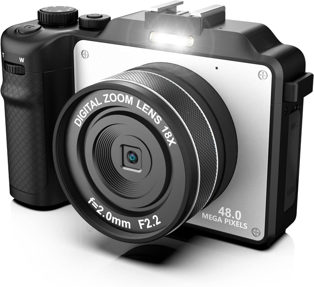 Digital Camera for Photography, 4K Vlog Camera, Dual Cam Front and Rear, Autofocus  Anti-Shake, 7 Color Filters, Face Detect, 3 IPS Screen, 140°Wide Angle, 18X Zoom, 64G TF Card  Hand Strap ACG-06