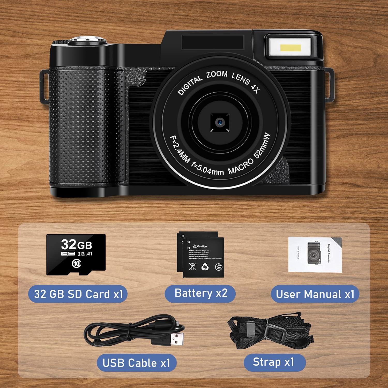 Digital Camera for Photography FHD 2.7K 30MP Vlogging Camera for YouTube, Point and Shoot Cameras with 3 Inch 180 Degree Flip Screen, 32GB TF Card Portable Small Camera for Teens Kids Seniors