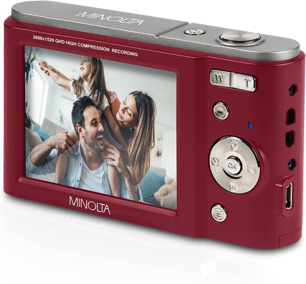 Minolta MND20 44 MP / 2.7K Ultra HD Digital Camera (Red)