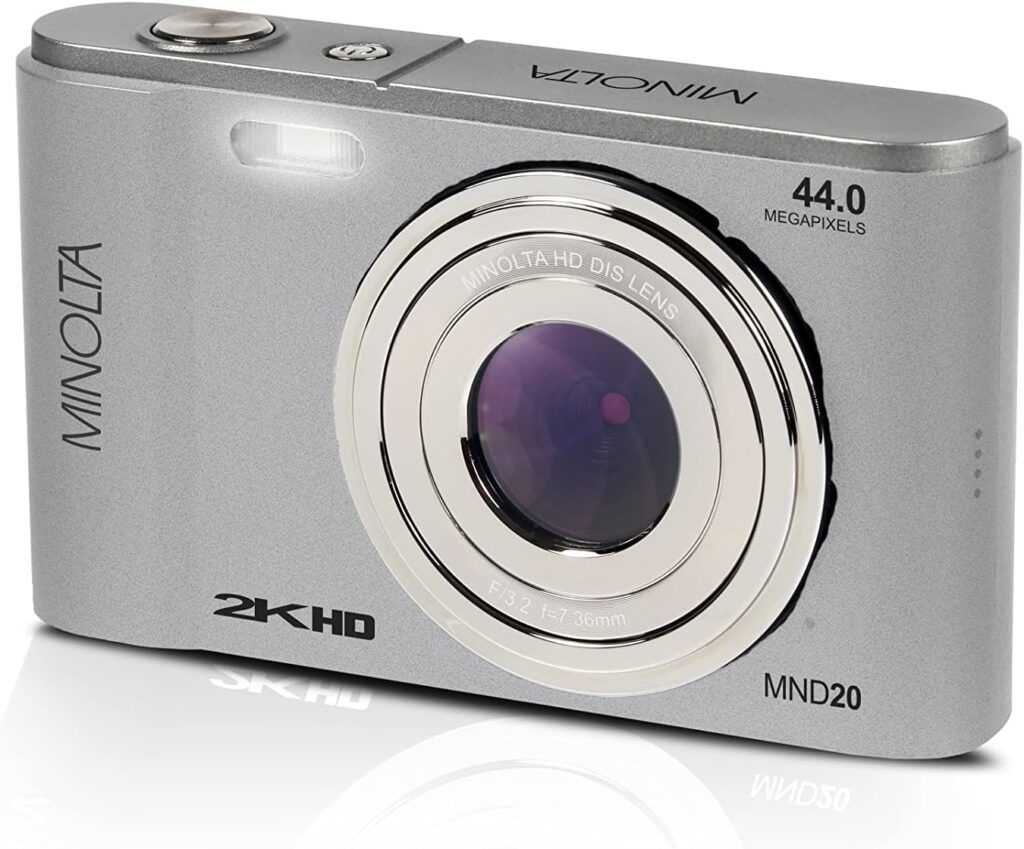 Minolta MND20 44 MP / 2.7K Ultra HD Digital Camera (Silver)