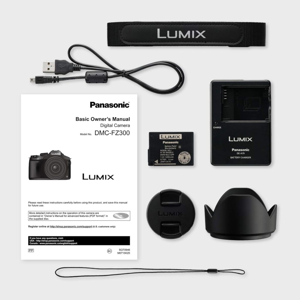 Panasonic LUMIX FZ300 Long Zoom Digital Camera Features 12.1 Megapixel, 1/2.3-Inch Sensor, 4K Video, WiFi, Splash  Dustproof Camera Body, LEICA DC 24X F2.8 Zoom Lens - DMC-FZ300K - (Black) USA